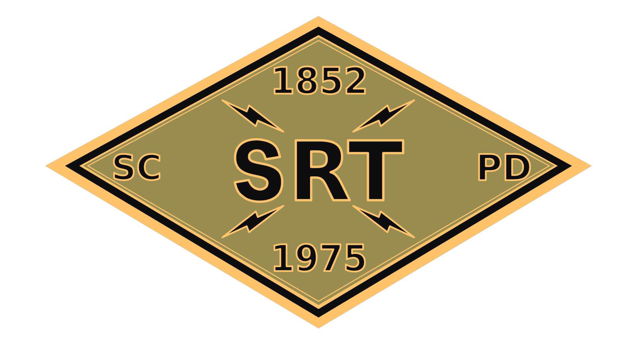 SRT pin, polished gold and matte black